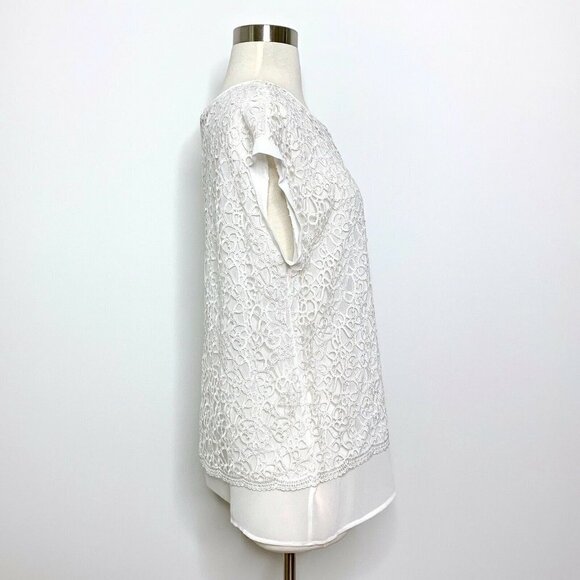 NWT Conrad C Collection White Lace Overlay Top Sma - Picture 4 of 7
